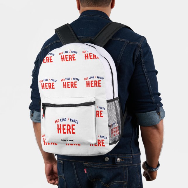 STYLISH MODERN CUSTOMIZABLE WHITE VERIFIED BRANDED PRINTED BACKPACK (Insitu (Model))