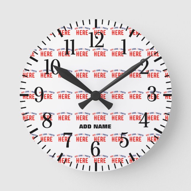 STYLISH MODERN CUSTOMIZABLE WHITE VERIFIED BRANDED ROUND CLOCK (Front)