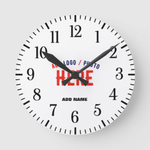 STYLISH MODERN CUSTOMIZABLE WHITE VERIFIED BRANDED ROUND CLOCK