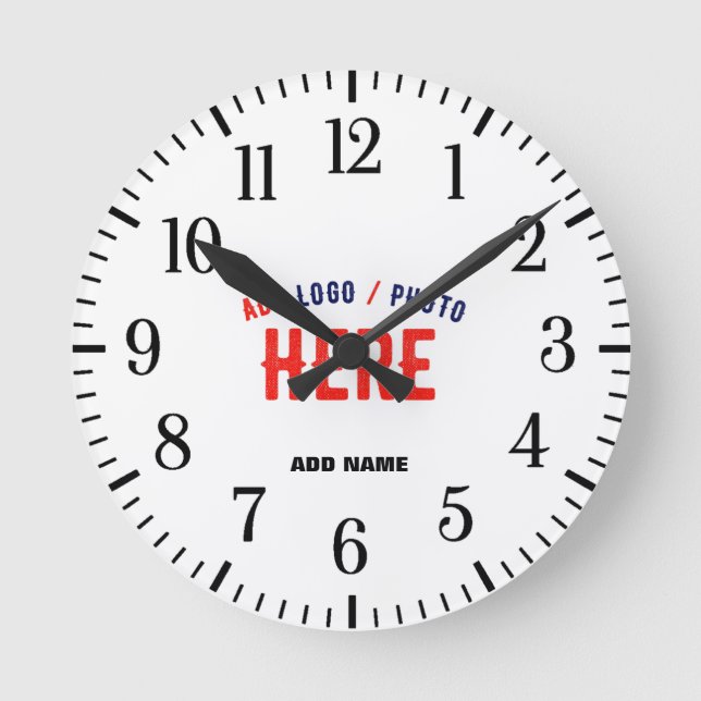 STYLISH MODERN CUSTOMIZABLE WHITE VERIFIED BRANDED ROUND CLOCK (Front)