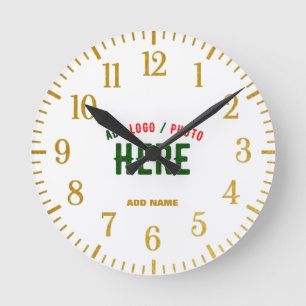 STYLISH MODERN CUSTOMIZABLE WHITE VERIFIED BRANDED ROUND CLOCK