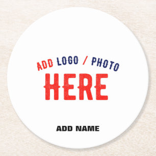 STYLISH MODERN CUSTOMIZABLE WHITE VERIFIED BRANDED ROUND PAPER COASTER