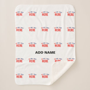 STYLISH MODERN CUSTOMIZABLE WHITE VERIFIED BRANDED SHERPA BLANKET