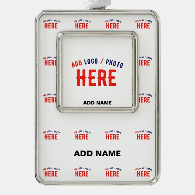 STYLISH MODERN CUSTOMIZABLE WHITE VERIFIED BRANDED SILVER PLATED FRAMED ORNAMENT (Front)