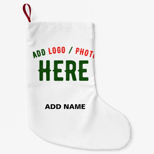 STYLISH MODERN CUSTOMIZABLE WHITE VERIFIED BRANDED SMALL CHRISTMAS STOCKING (Front)