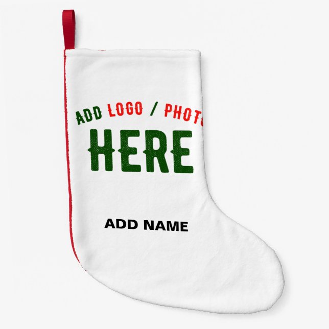 STYLISH MODERN CUSTOMIZABLE WHITE VERIFIED BRANDED SMALL CHRISTMAS STOCKING (Front)
