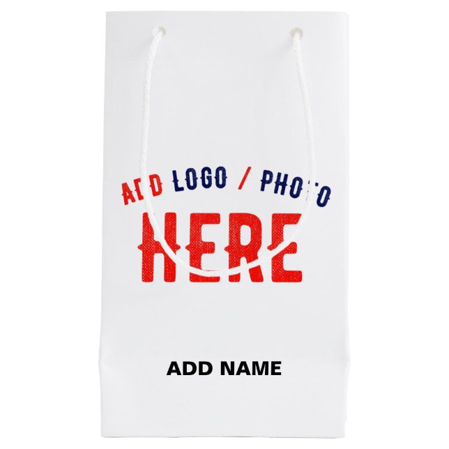 STYLISH MODERN CUSTOMIZABLE WHITE VERIFIED BRANDED SMALL GIFT BAG (Front)