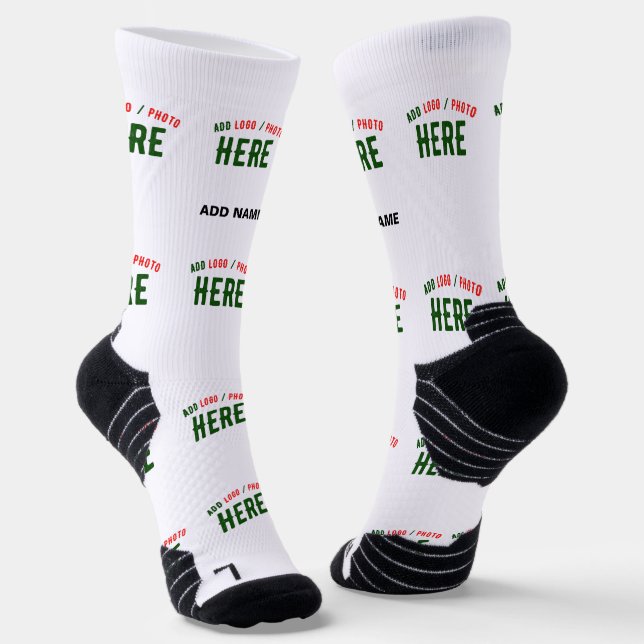 STYLISH MODERN CUSTOMIZABLE WHITE VERIFIED BRANDED SOCKS (Angled)