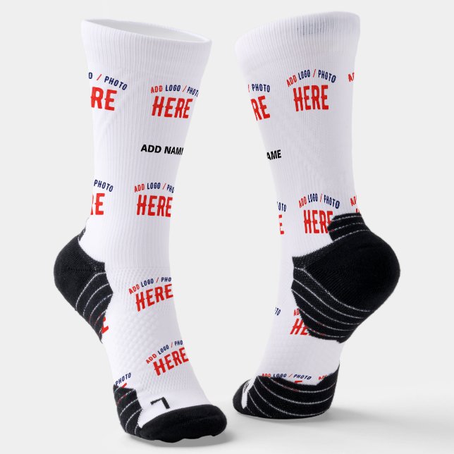 STYLISH MODERN CUSTOMIZABLE WHITE VERIFIED BRANDED SOCKS (Angled)