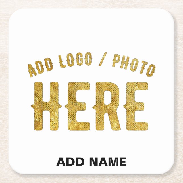 STYLISH MODERN CUSTOMIZABLE WHITE VERIFIED BRANDED SQUARE PAPER COASTER (Front)