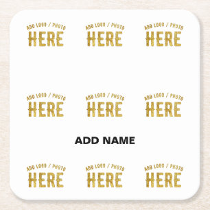 STYLISH MODERN CUSTOMIZABLE WHITE VERIFIED BRANDED SQUARE PAPER COASTER