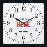 STYLISH MODERN CUSTOMIZABLE WHITE VERIFIED BRANDED SQUARE WALL CLOCK<br><div class="desc">THIS IS A DESIGN FITTING FOR EVERYONE.YOU CAN CHANGE, RESIZE OR ADD LOGO, PHOTO, TEXT AND COLOURS THE WAY YOU LIKE.THANK YOU.</div>