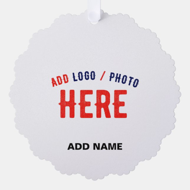 STYLISH MODERN CUSTOMIZABLE WHITE VERIFIED BRANDED TREE DECORATION CARD (Front)