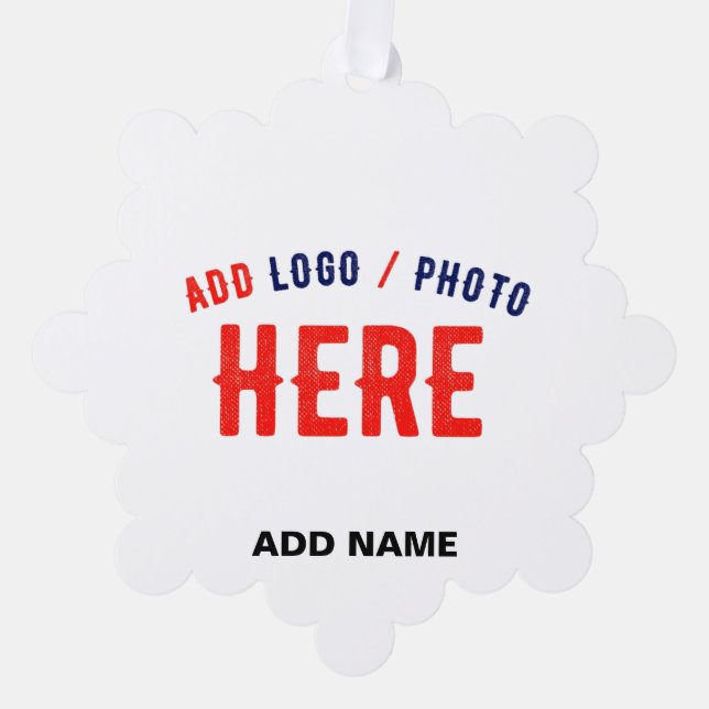 STYLISH MODERN CUSTOMIZABLE WHITE VERIFIED BRANDED TREE DECORATION CARD (Front)