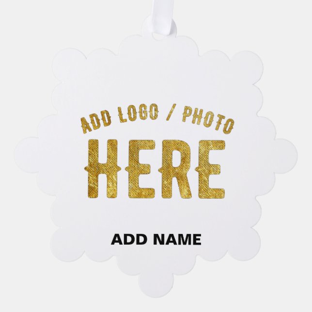 STYLISH MODERN CUSTOMIZABLE WHITE VERIFIED BRANDED TREE DECORATION CARD (Front)