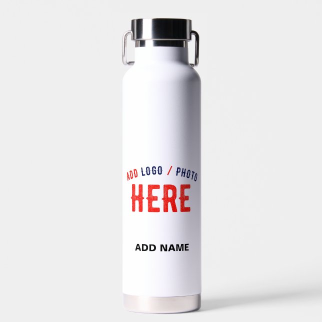 STYLISH MODERN CUSTOMIZABLE WHITE VERIFIED BRANDED WATER BOTTLE (Front)
