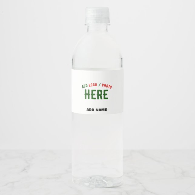 STYLISH MODERN CUSTOMIZABLE WHITE VERIFIED BRANDED WATER BOTTLE LABEL (Front)