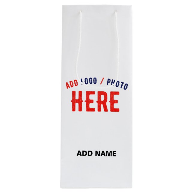 STYLISH MODERN CUSTOMIZABLE WHITE VERIFIED BRANDED WINE GIFT BAG (Front)