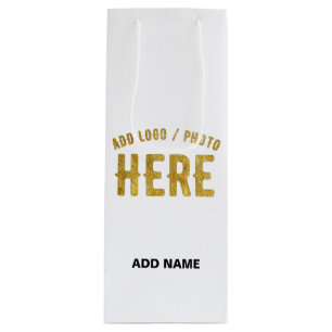 STYLISH MODERN CUSTOMIZABLE WHITE VERIFIED BRANDED WINE GIFT BAG