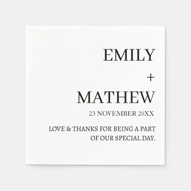 STYLISH MODERN CUSTOMIZED ELEGANT CLASSIC WEDDING  NAPKIN (Front)