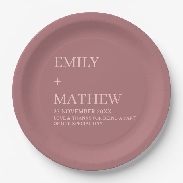 STYLISH MODERN CUSTOMIZED ELEGANT CLASSIC WEDDING  PAPER PLATE (Front)