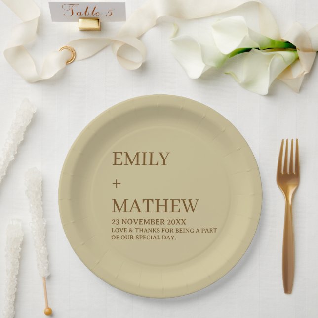 STYLISH MODERN CUSTOMIZED ELEGANT CLASSIC WEDDING  PAPER PLATE (Wedding)