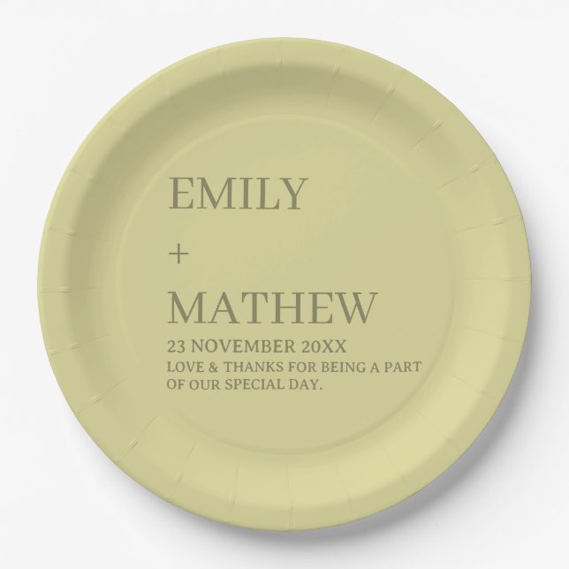 STYLISH MODERN CUSTOMIZED ELEGANT CLASSIC WEDDING  PAPER PLATE (Front)