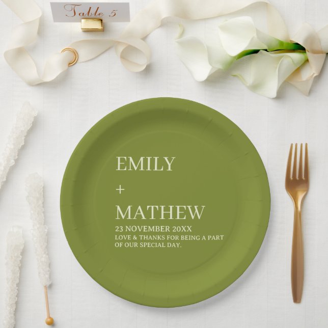 STYLISH MODERN CUSTOMIZED ELEGANT CLASSIC WEDDING  PAPER PLATE (Wedding)