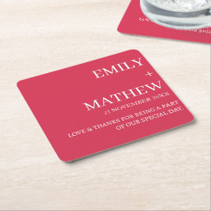 STYLISH MODERN CUSTOMIZED ELEGANT CLASSIC WEDDING SQUARE PAPER COASTER