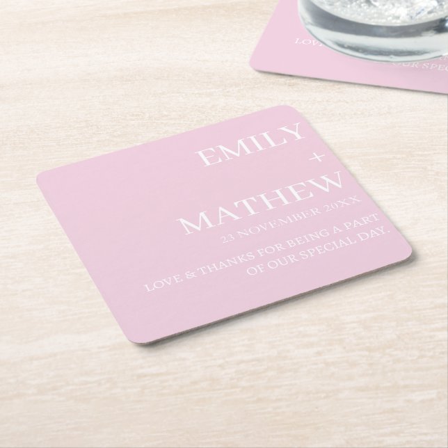 STYLISH MODERN CUSTOMIZED ELEGANT CLASSIC WEDDING  SQUARE PAPER COASTER (Angled)
