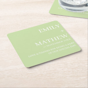 STYLISH MODERN CUSTOMIZED ELEGANT CLASSIC WEDDING  SQUARE PAPER COASTER