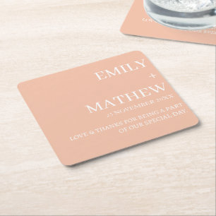 STYLISH MODERN CUSTOMIZED ELEGANT CLASSIC WEDDING SQUARE PAPER COASTER