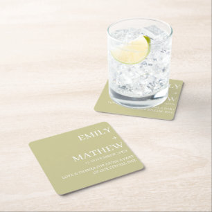 STYLISH MODERN CUSTOMIZED ELEGANT CLASSIC WEDDING SQUARE PAPER COASTER