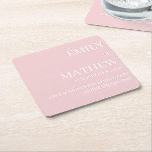 STYLISH MODERN CUSTOMIZED ELEGANT CLASSIC WEDDING SQUARE PAPER COASTER