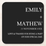 STYLISH MODERN CUSTOMIZED ELEGANT CLASSIC WEDDING  SQUARE PAPER COASTER<br><div class="desc">CUSTOM NAME MINIMAL MONOGRAM BLACK & WHITE  TYPOGRAPHY WEDDING NAPKINS PERSONALIZED NAME CUTE WEDDING COASTERS
STYLISH MODERN CUSTOMIZED ELEGANT CLASSIC WEDDING SQUARE PAPER COASTER.</div>
