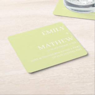 STYLISH MODERN CUSTOMIZED ELEGANT CLASSIC WEDDING SQUARE PAPER COASTER