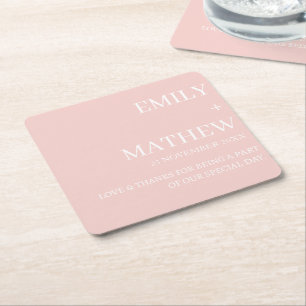 STYLISH MODERN CUSTOMIZED ELEGANT CLASSIC WEDDING  SQUARE PAPER COASTER