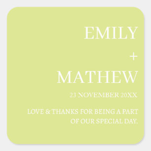 STYLISH MODERN CUSTOMIZED ELEGANT CLASSIC WEDDING  SQUARE STICKER