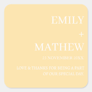 STYLISH MODERN CUSTOMIZED ELEGANT CLASSIC WEDDING  SQUARE STICKER
