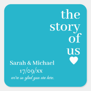 STYLISH MODERN CUSTOMIZED NAME CLASSIC WEDDING SQUARE STICKER