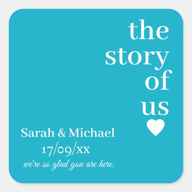 STYLISH MODERN CUSTOMIZED NAME CLASSIC WEDDING  SQUARE STICKER (Front)