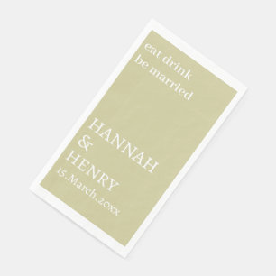 STYLISH MODERN CUSTOMIZED SCRIPT BEIGE WEDDING NAPKIN