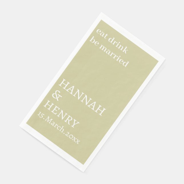 STYLISH MODERN CUSTOMIZED SCRIPT BEIGE WEDDING  NAPKIN (Corner)