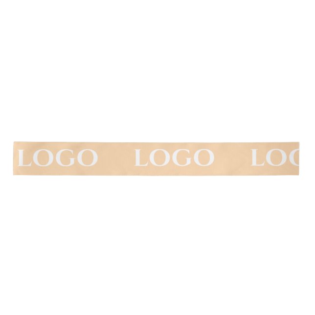 STYLISH MODERN CUSTOMIZED YOUR LOGO MINIMAL BEIGE SATIN RIBBON (Front)