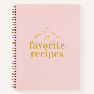 Stylish Modern Cute Blush Blank Recipe Notebook