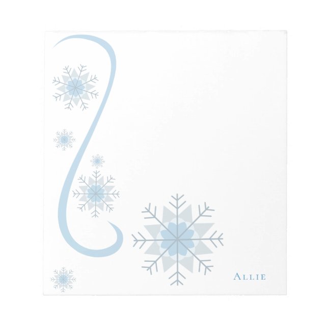 Stylish Modern Cute Unique Snowflakes Winter Notepad (Front)
