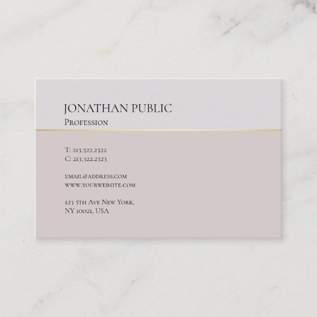 Stylish Modern Design Clean Plain Professional Business Card (Front)