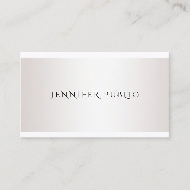 Stylish Modern Design Simple Template Faux Silver Business Card (Front)