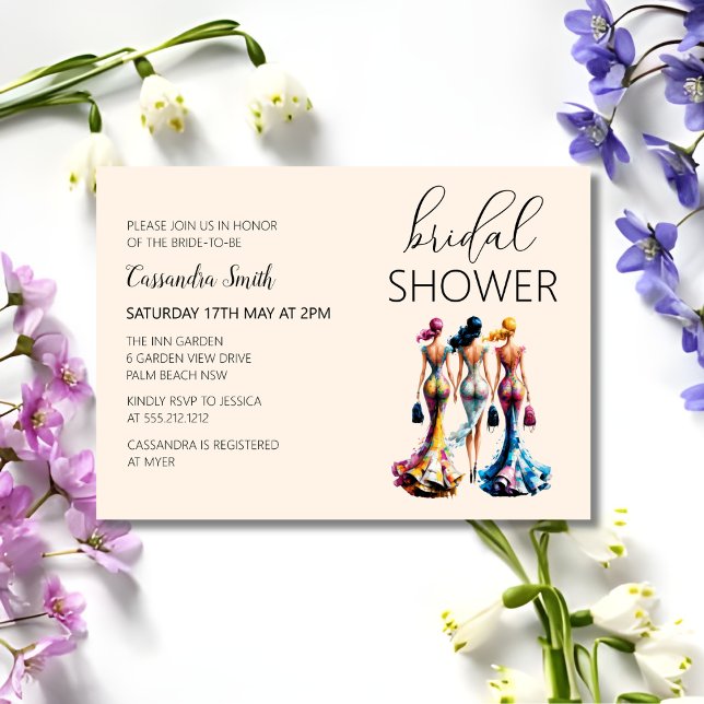 Stylish Modern Dressing Woman Bridal Shower Invitation (Creator Uploaded)