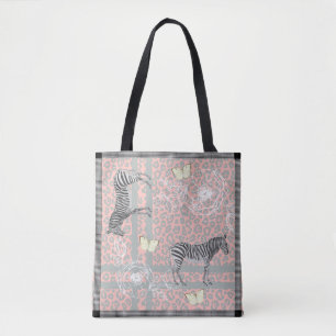 Stylish Modern Eclectic Chic Pastel Pink Grey Tote Bag